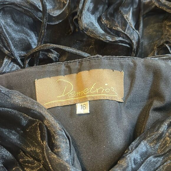 DEMETRIOS Bridal Black Strapless with Gold Sequins Mini Formal Prom Dress 16 NWT - Picture 7 of 12